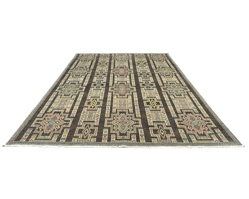 9x12 Zeigler Brown Afghan Hand Knotted Wool Area Rug